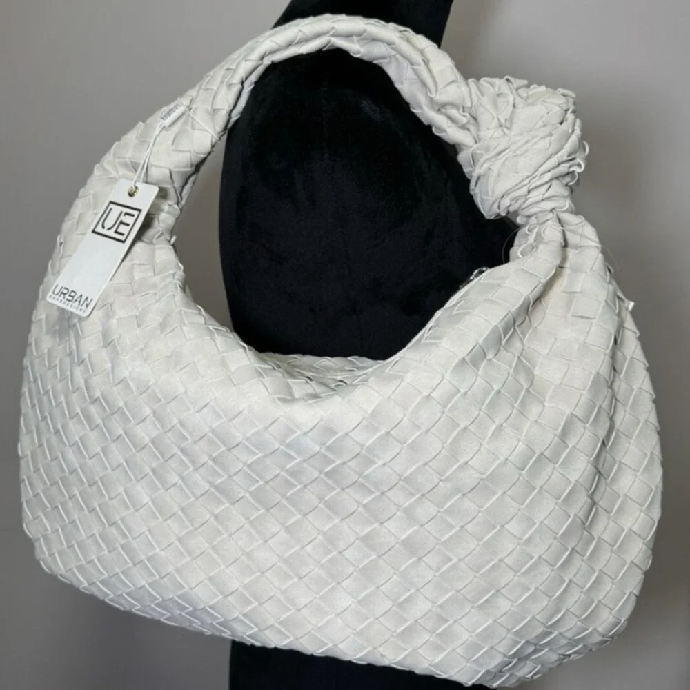 💎💎NWT-Urban Expressions STUNNING Bone Suede Faux-Leather Woven Hobo Bag 💎💎